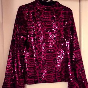 TopShop Sequins Mock Neck